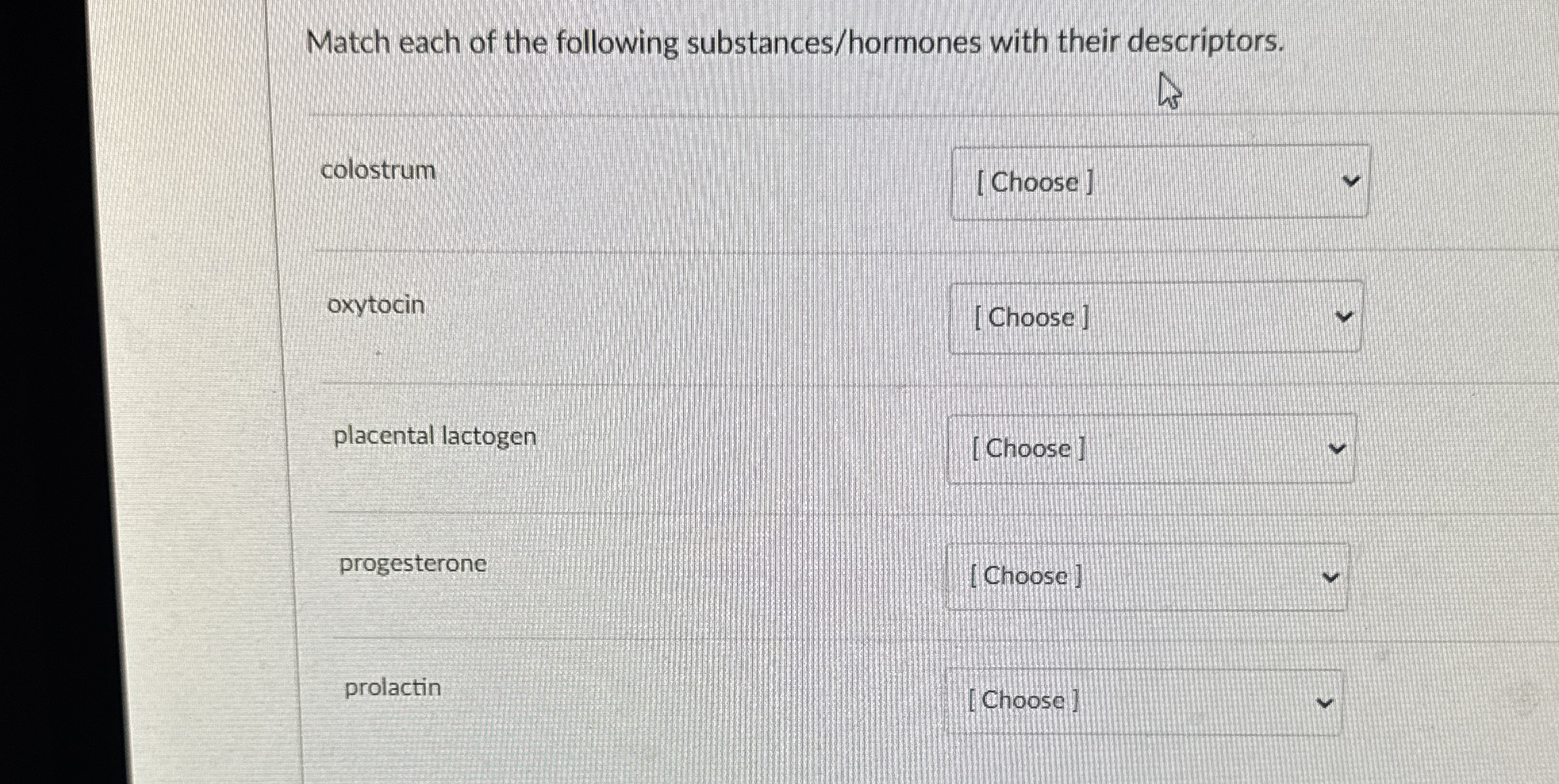 Solved Match each of the following substances/hormones with | Chegg.com