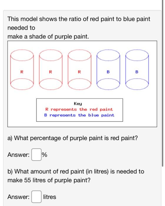 Solved This model shows the ratio of red paint to blue paint