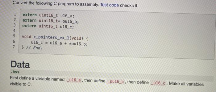 Convert the following C program to assembly. Test | Chegg.com