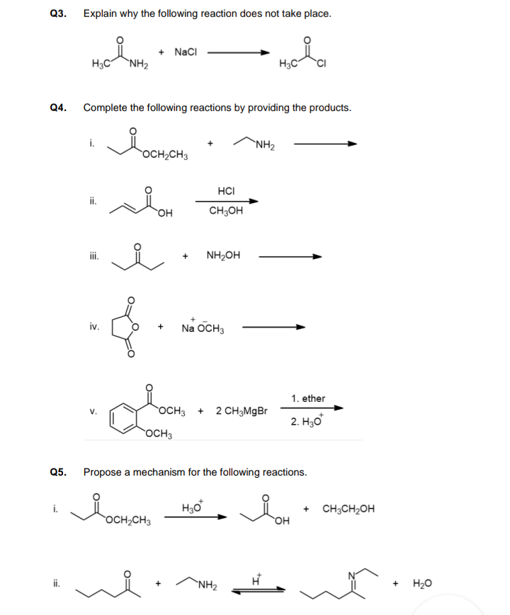 Solved Q3. Explain why the following reaction does not take | Chegg.com
