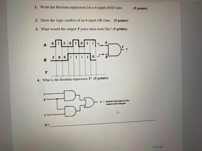Solved 1. Write the Boolean expression for a 4-input AND | Chegg.com