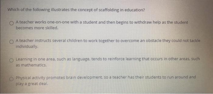 Which Of The Following Illustrates Vygotsky's Concept Of