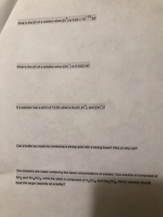 Solved What is the pH of a solution when [H) is 9.04 - 10-13 | Chegg.com