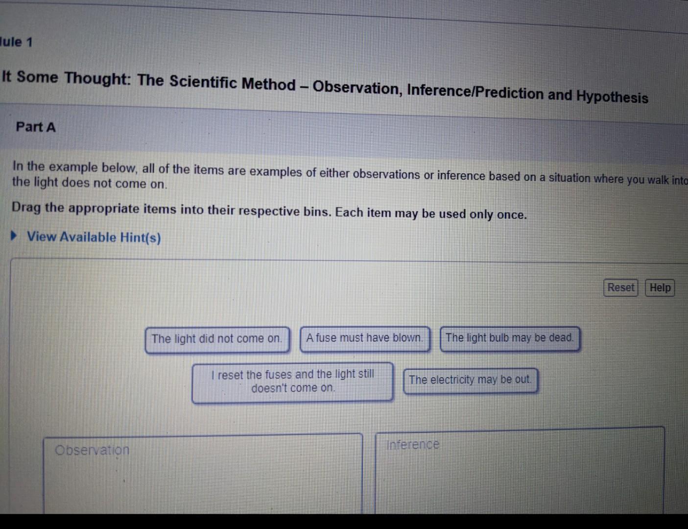 Solved Tule 1 It Some Thought: The Scientific Method - | Chegg.com