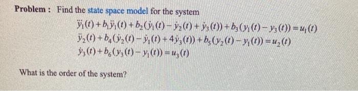 Solved Problem: Find the state space model for the system | Chegg.com