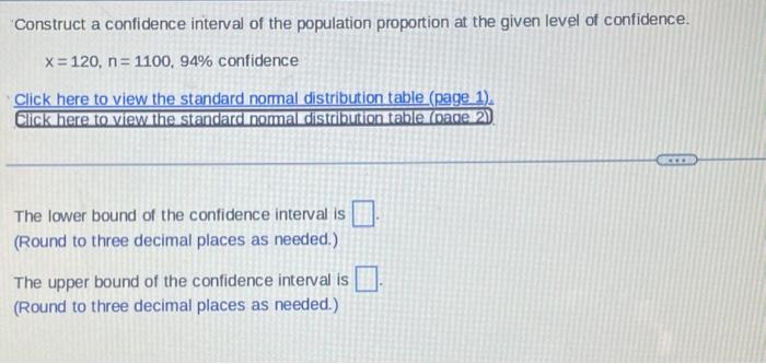 Solved construct a confidence interval of the population | Chegg.com