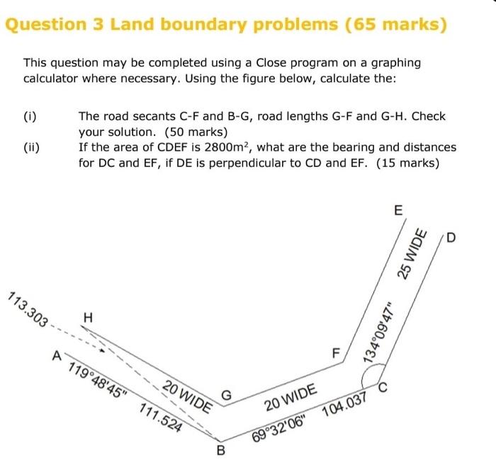 Solved Question 3 Land boundary problems ( 65 marks) This | Chegg.com