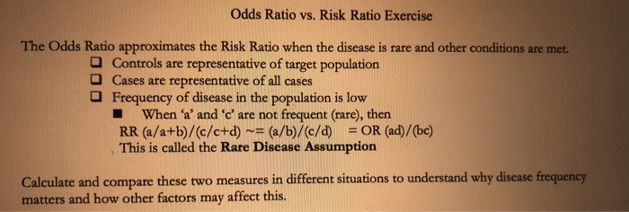 Solved Odds Ratio Vs Risk Ratio Exercise The Odds Ratio Chegg Com