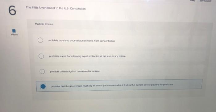 Solved The Fifth Amendment to the US. Constitution 6 | Chegg.com