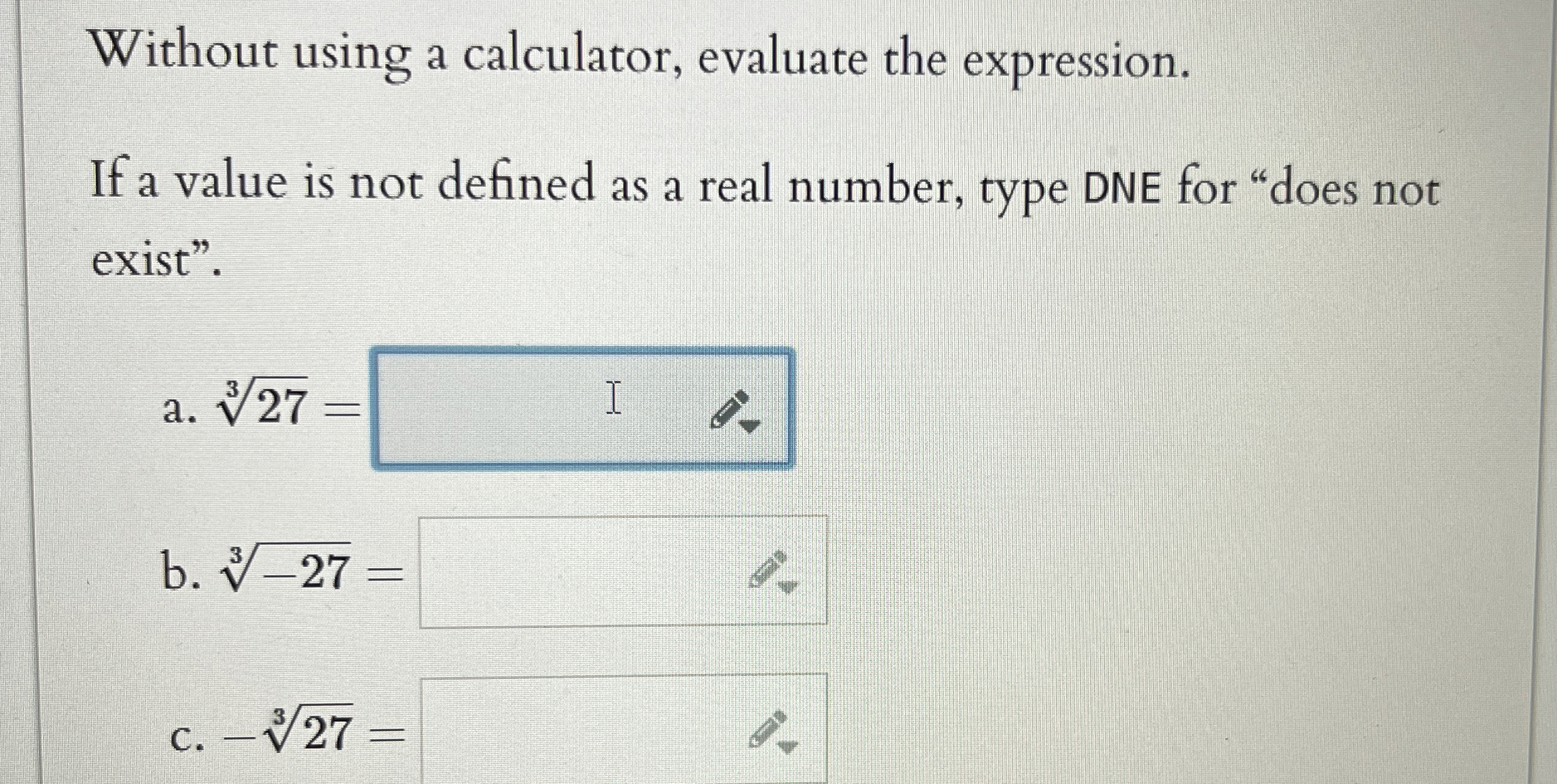 Solved Without using a calculator, evaluate the | Chegg.com