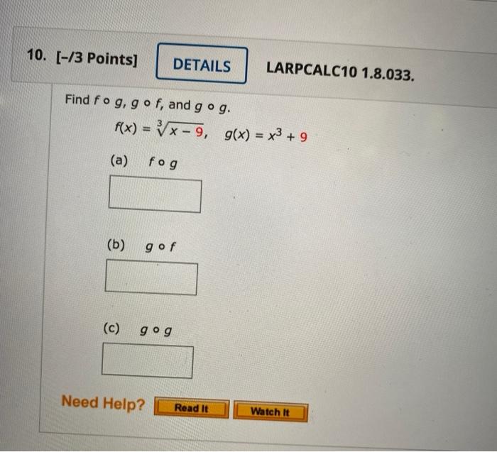 Solved 8. [-/3 Points] DETAILS LARPCALC10 1.8.029. Find fog, | Chegg.com
