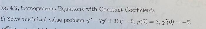 Solved ion 4.3, Homogeneous Equations with Constant | Chegg.com