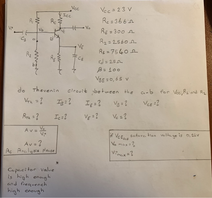 Solved Vcc Y Icc Vi Vb Ve Ci D Fce Vcc 23 V Ri Rc Rc 3662 Chegg Com