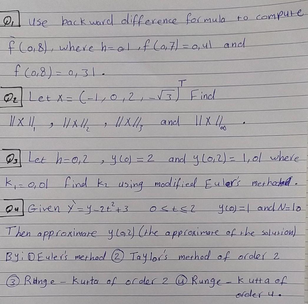 Solved Al Use Backward Difference Formula To Compute F 0 Chegg Com