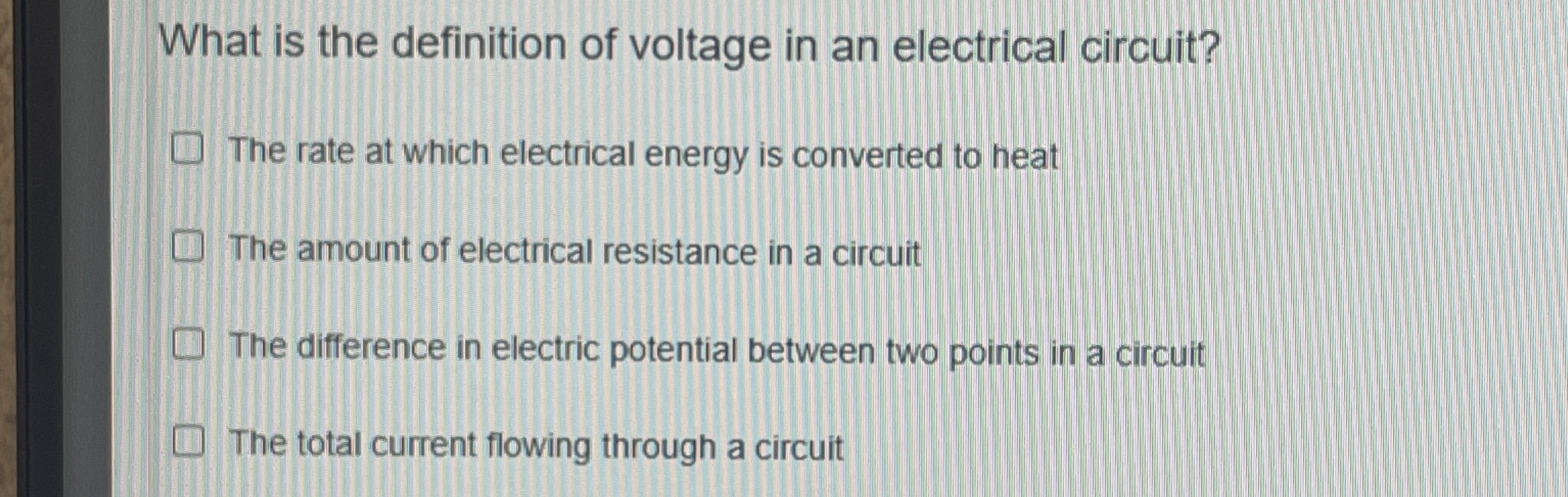 Solved What is the definition of voltage in an electrical