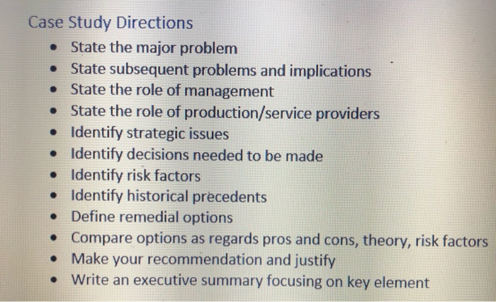 Case Study Directions State the major problem • State | Chegg.com