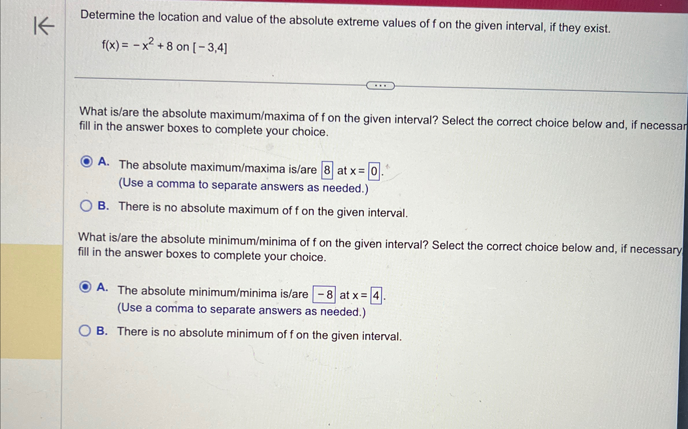 Solved Determine the location and value of the absolute | Chegg.com