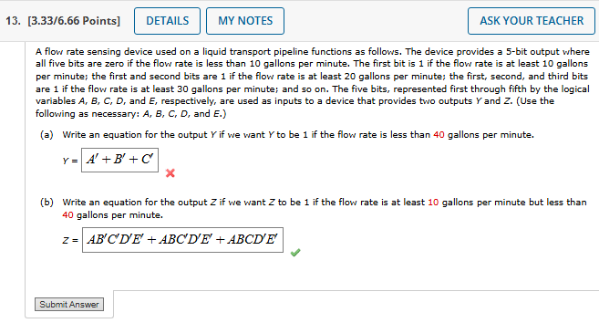 Solved A flow rate sensing device used on a liquid transport | Chegg.com