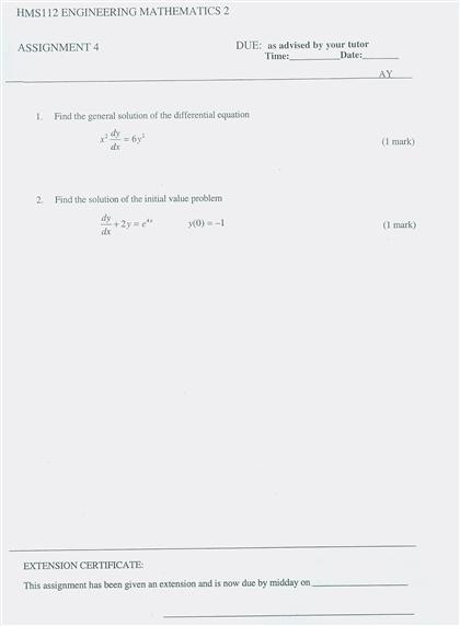 Solved HMS 112 ENGINEERING MATHEMATICS 2 ASSIGNMENT 4 DUE: | Chegg.com