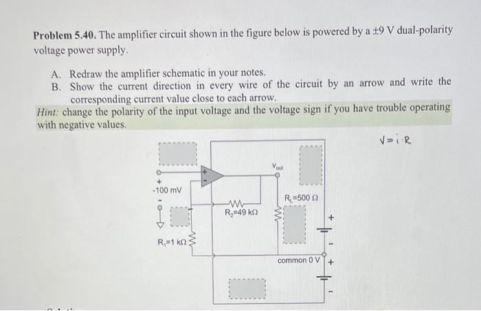 Solved Problem 5.40. The amplifier circuit shown in the | Chegg.com