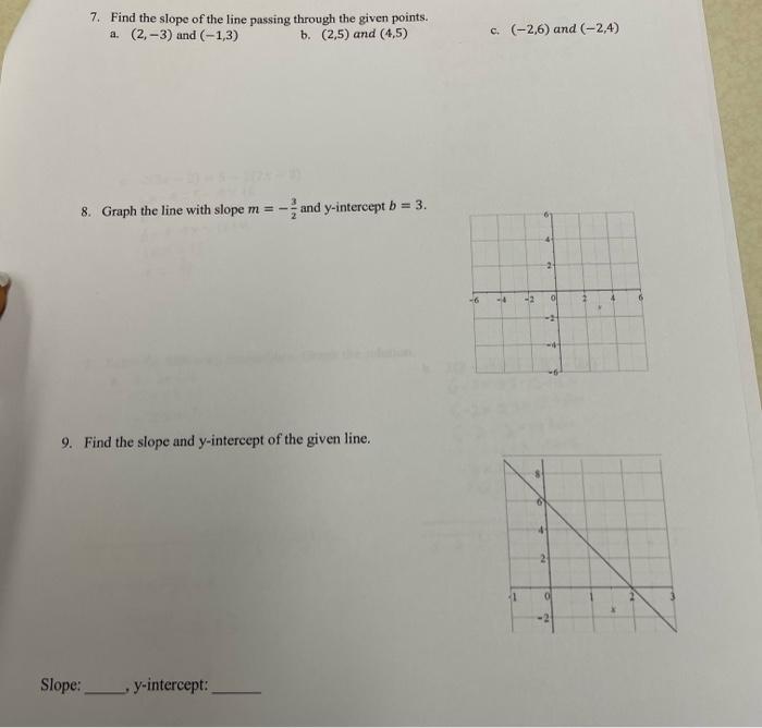 Solved 6. Using the given graph complete the following | Chegg.com