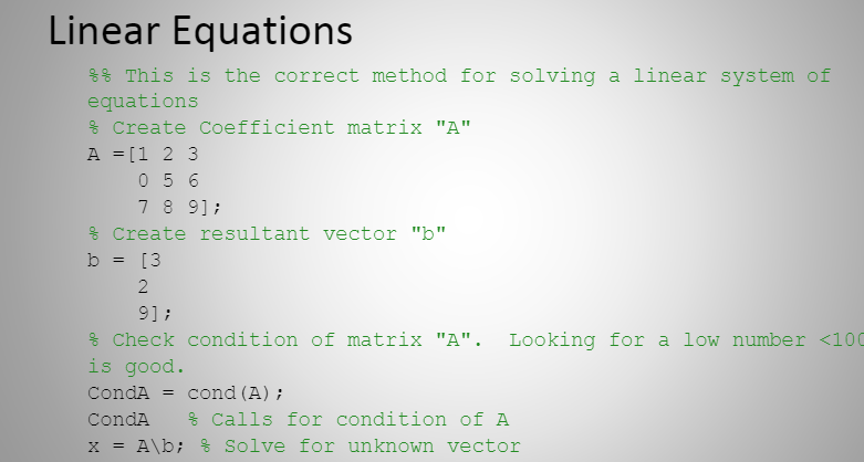 Solved Linear Equations %% This is the correct method for | Chegg.com