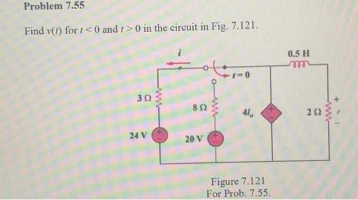 Solved Find v(t) for t 0 in the circuit in Fig. | Chegg.com
