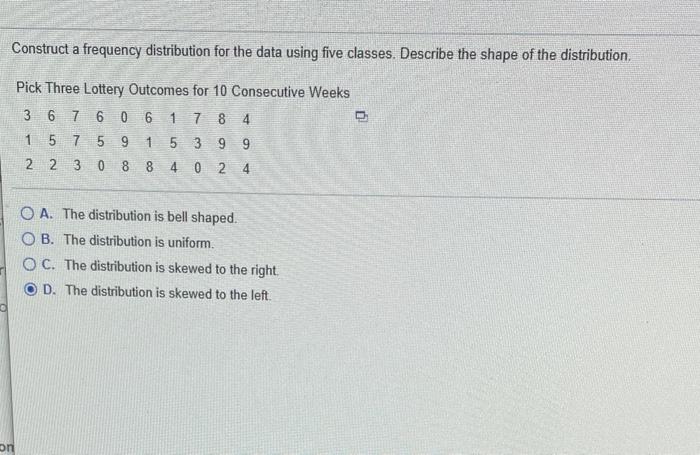 Solved Construct a frequency distribution for the data using | Chegg.com