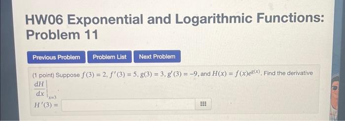 Solved HW06 Exponential and Logarithmic Functions: Problem | Chegg.com