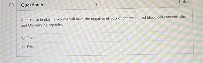 Solved A decrease in plasma volume will have the negative | Chegg.com