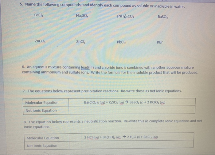 Solved 5. Name The Following Compounds, And Identify Each | Chegg.com