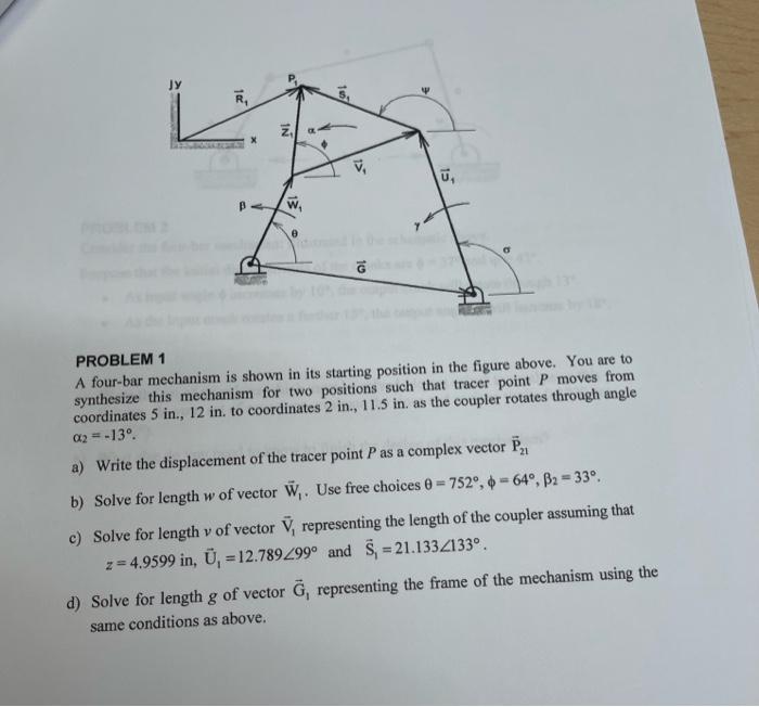 Solved PROBLEM 1 A Four-bar Mechanism Is Shown In Its | Chegg.com