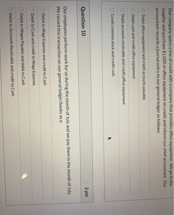Solved Our company opens a line of credit with a company