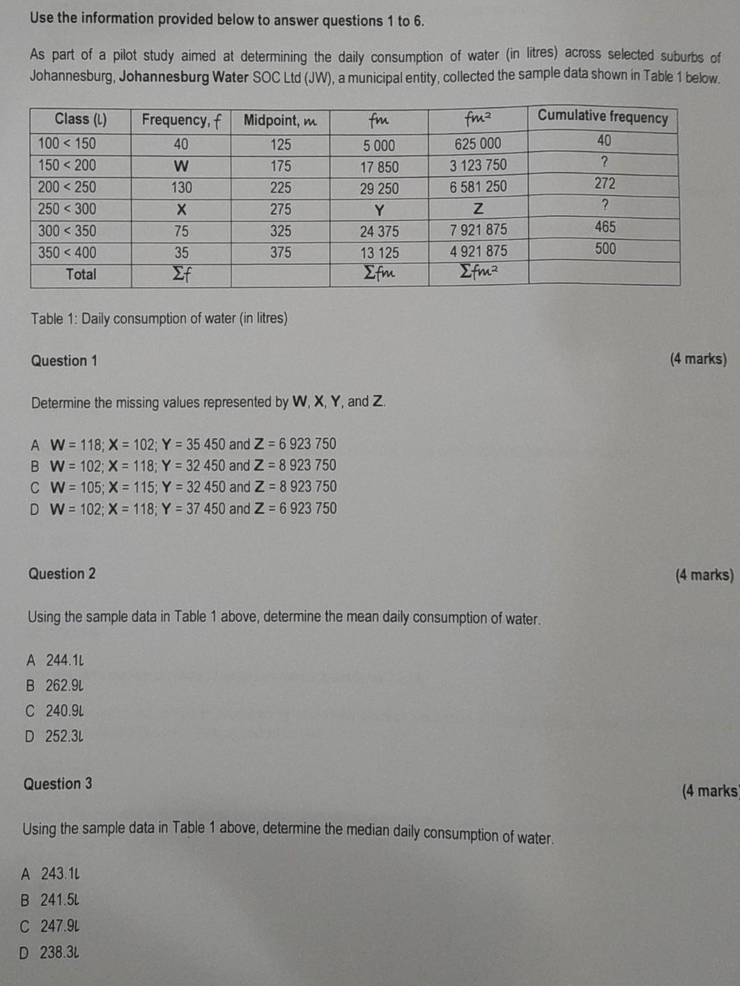 Solved Use the information provided below to answer | Chegg.com