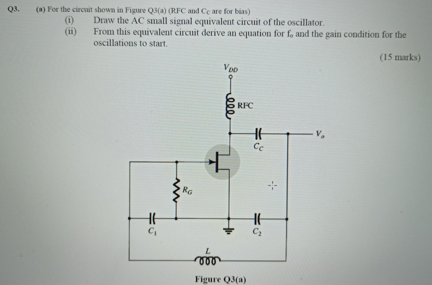 Solved Q3. (a) For the circuit shown in Figure Q3(a) (RFC | Chegg.com