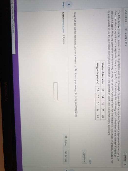 Solved Question 9 - of 15 Step 2 of 3 Consider the following | Chegg.com
