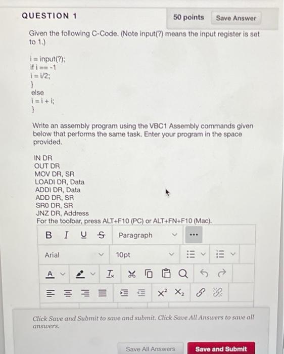 Solved QUESTION 1 50 points Save Answer Given the following | Chegg.com