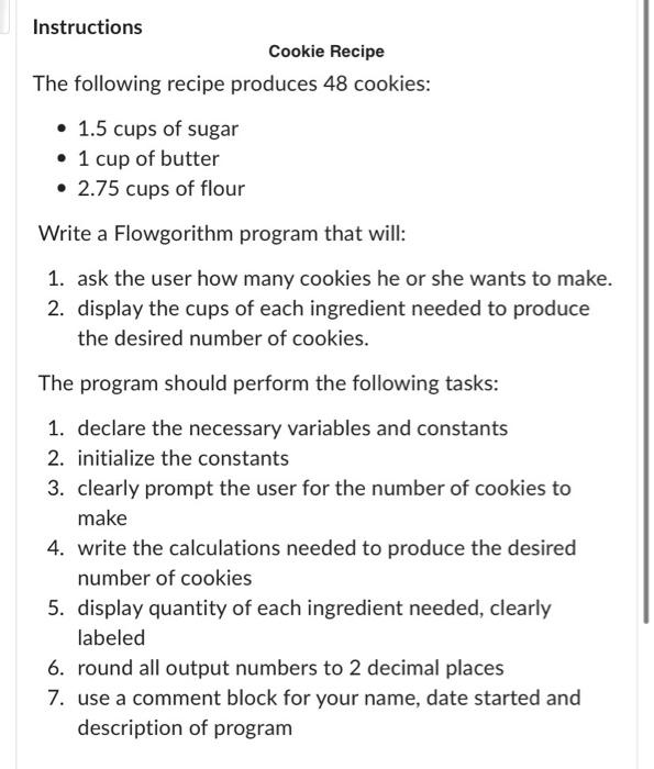 Solved Instructions The following recipe produces 48 | Chegg.com