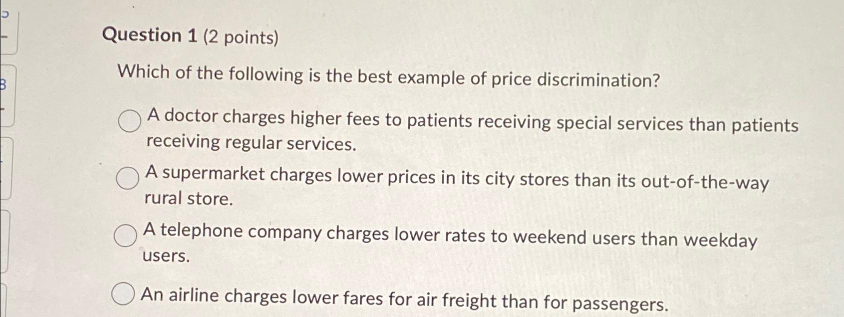 Solved Question 1 (2 ﻿points)Which of the following is the | Chegg.com