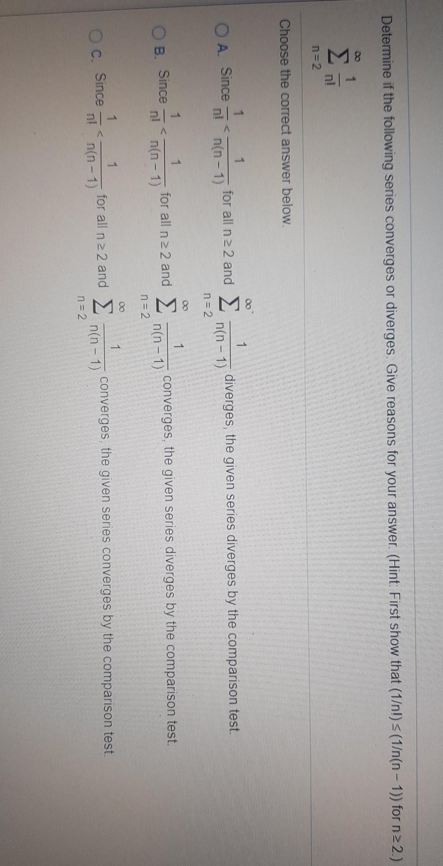 solved-determine-if-the-following-series-converges-or-chegg