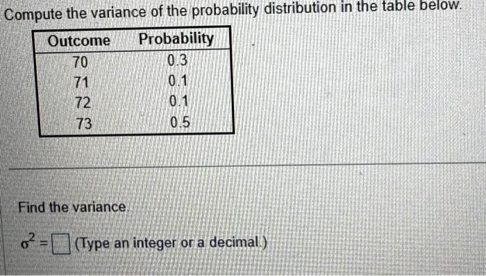 Solved Compute the variance of the probability distribution | Chegg.com