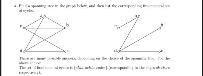Solved 4. Find a spanning tree in the graph below, and then | Chegg.com