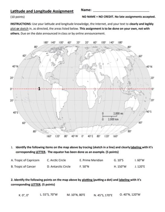 Solved Latitude and Longitude Assignment Name: (10 points) | Chegg.com