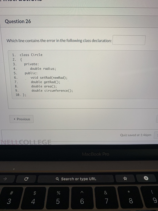 Solved Question 26 Which line contains the error in the | Chegg.com