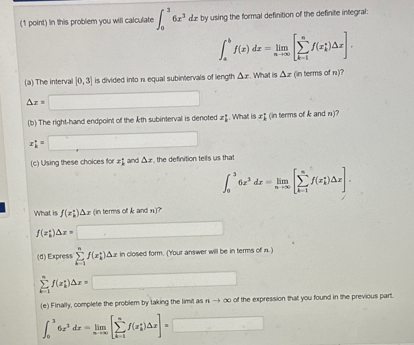 Solved (1 ﻿point) ﻿In this problem you will calculate | Chegg.com