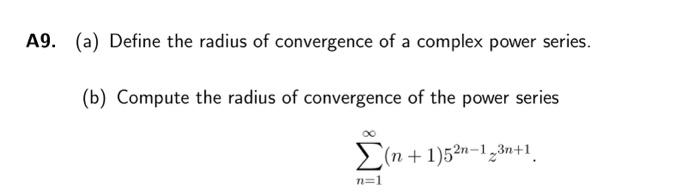 radius of convergence complex power series examples