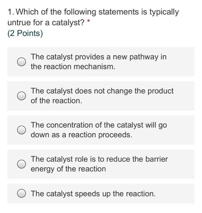 Solved 1. Which of the following statements is typically