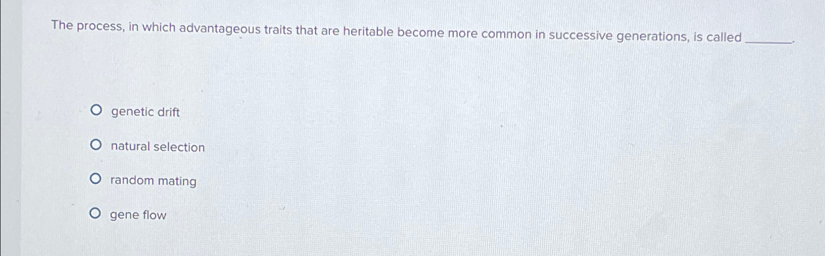 Solved The process, in which advantageous traits that are | Chegg.com
