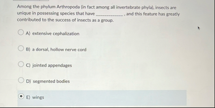 Solved Among the phylum Arthropoda (in fact among all | Chegg.com