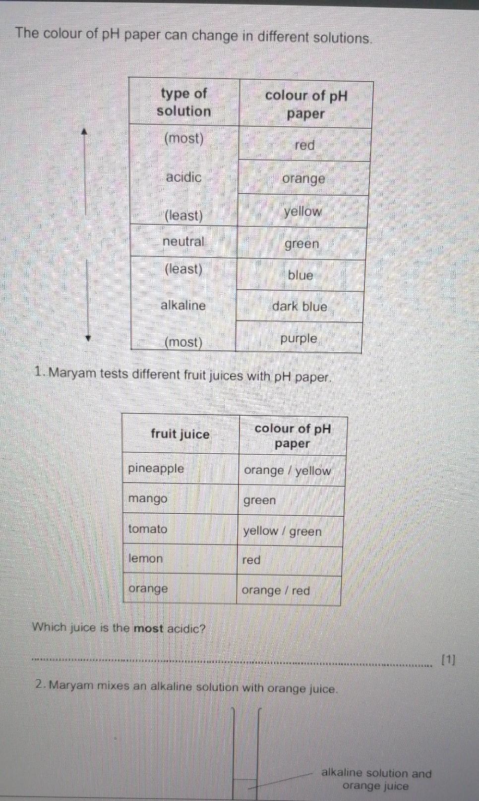 Solved The colour of pH paper can change in different | Chegg.com